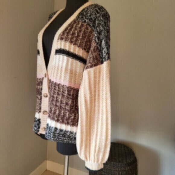 Soya Concept Puff Sleeve Oversized Cardigan Sweater NWT Sz Large - Picture 10 of 10